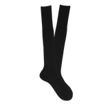 Canali Black Knee Long Ribbed Cotton Socks Feature