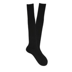 Canali Black Knee Long Ribbed Cotton Socks Feature