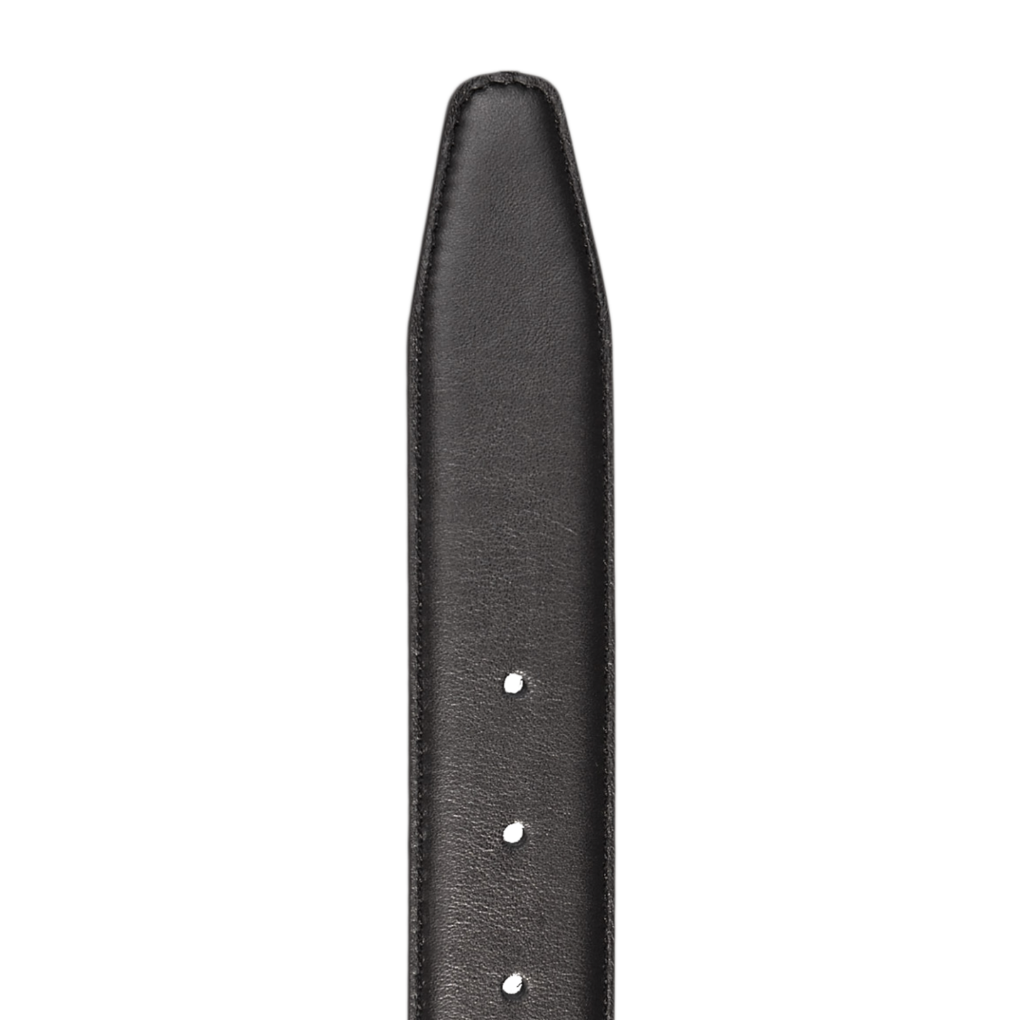 A Canali Black Matt Calf Leather 35mm Belt on a black background, showcasing elegant stitching and timeless elegance.
