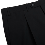 Canali Black Tropical Wool Single Pleat Trousers Edge