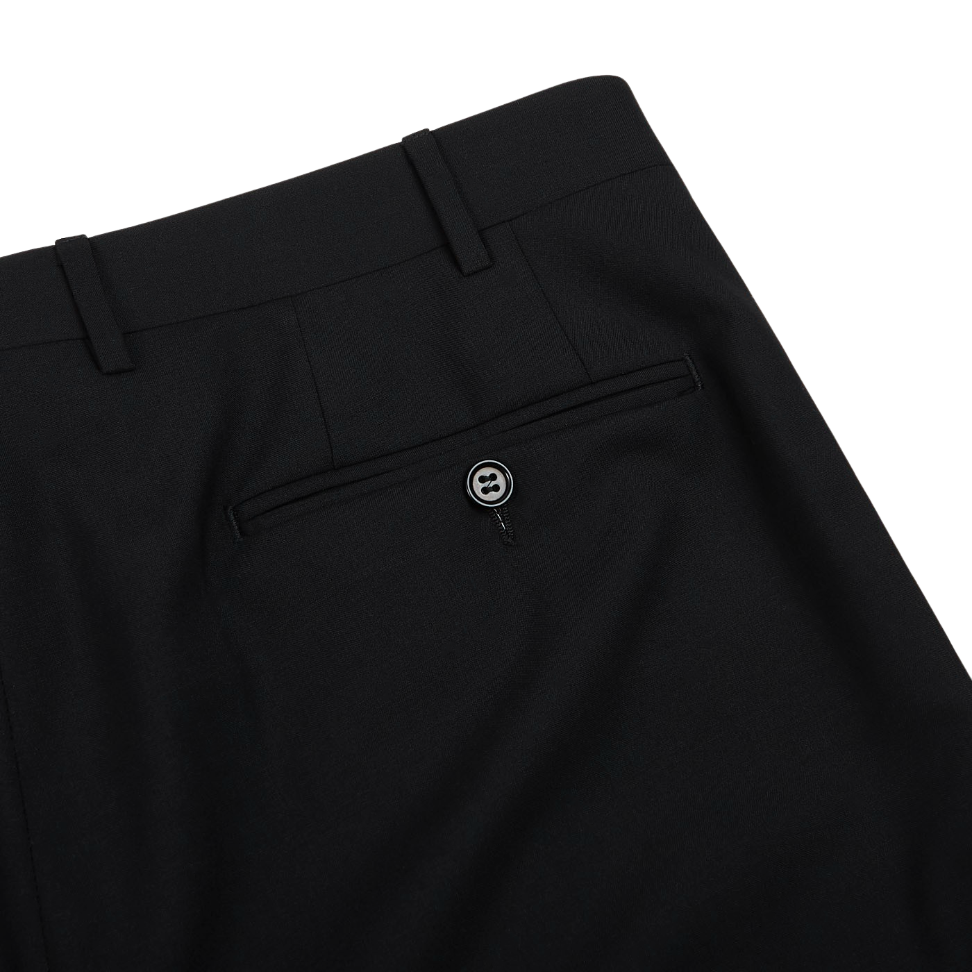 Canali Black Tropical Wool Single Pleat Trousers Pocket