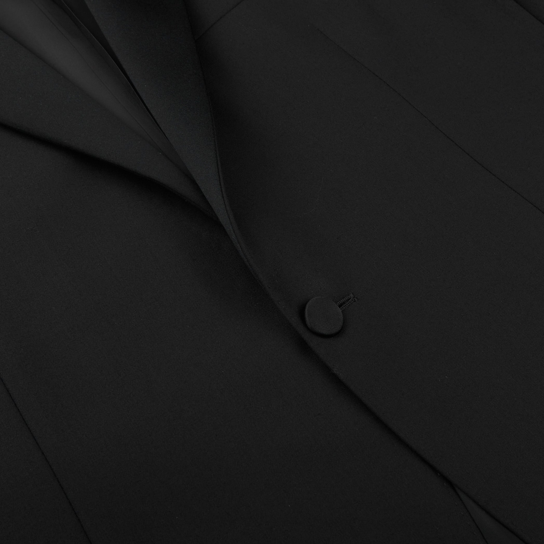 Canali Black Wool Peak Lapel Tuxedo Suit Closed