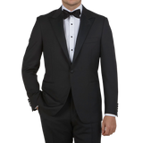 Canali Black Wool Peak Lapel Tuxedo Suit Front1