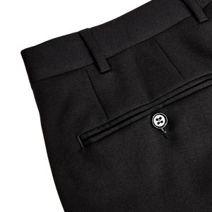 Canali Black Wool Single Pleat Trousers Pocket