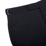 Canali Blue Melange Diagonal Wool Blend Trousers Edge