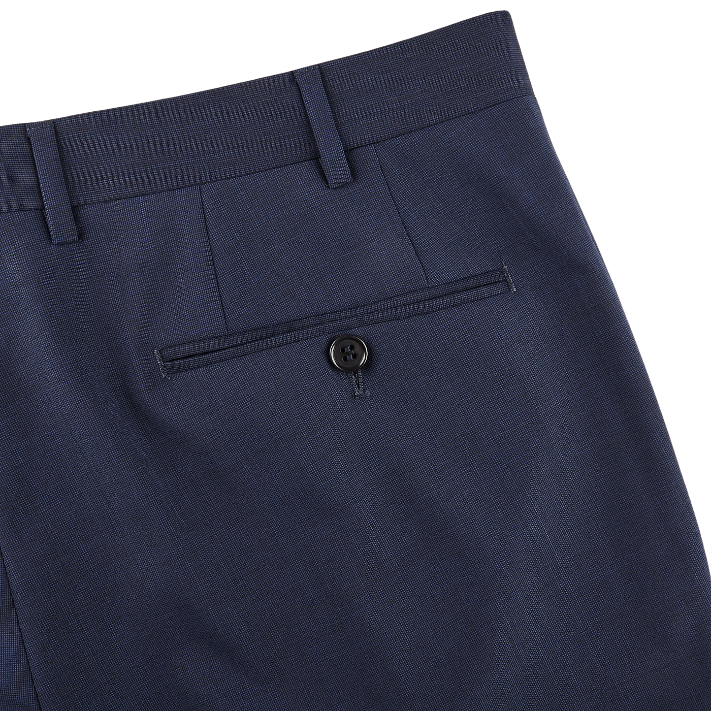 Canali Blue Melange Travel Wool Single Pleat Trousers Pocket