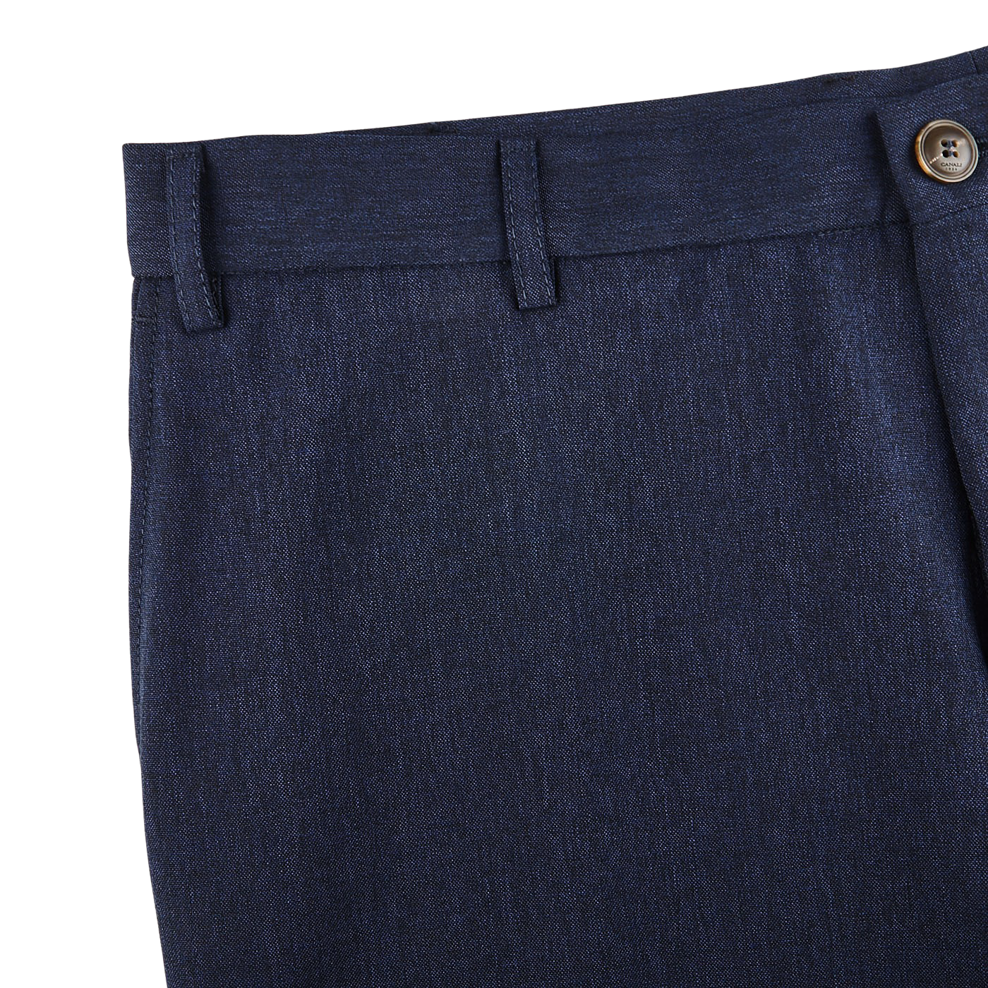Canali Blue Melange Washable Wool Trousers Edge