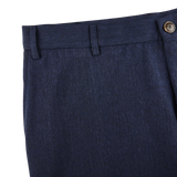 Canali Blue Melange Washable Wool Trousers Edge