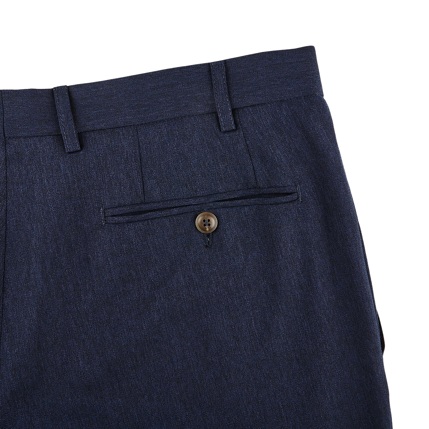 Canali Blue Melange Washable Wool Trousers Pocket