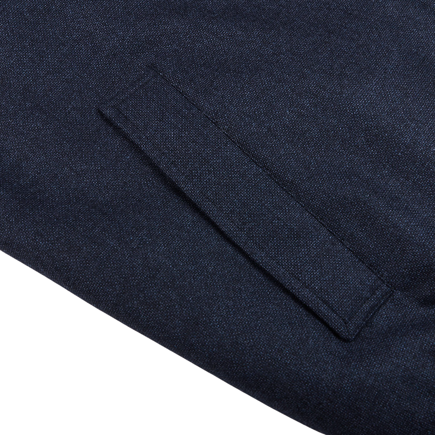 Canali Blue Melange Wool Fur Collar Blouson Pocket