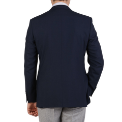 Canali Blue Wool Hopsack Travel Blazer Back