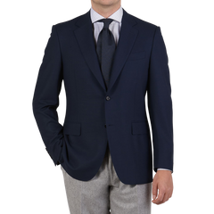 Canali Blue Wool Hopsack Travel Blazer Front1