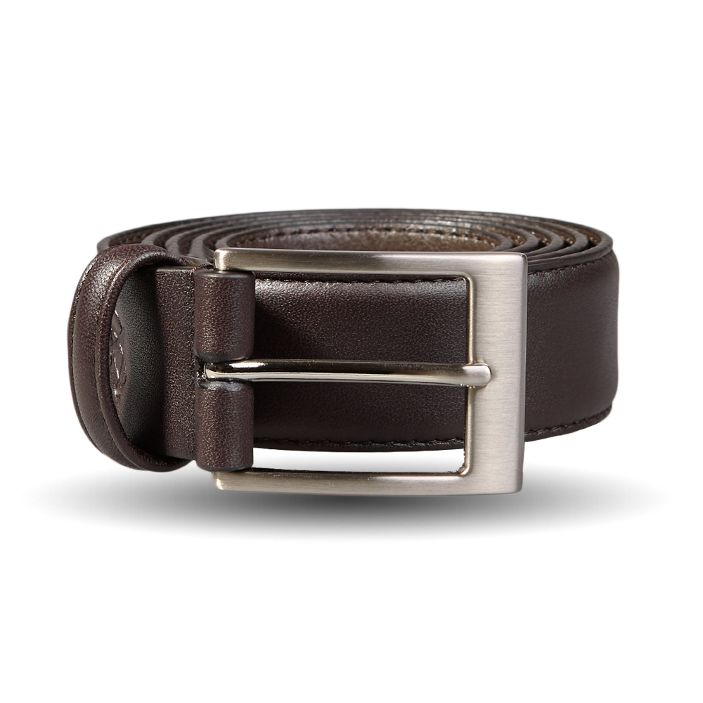 A timeless Canali Brown Matt Calf Leather 35mm Belt with a metal buckle.
