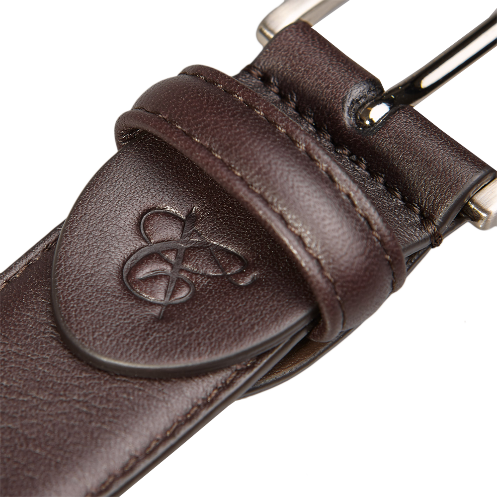 A sophisticated and timeless Canali Brown Matt Calf Leather 35mm Belt with a silver buckle.