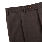 Canali Brown Melange Travel Wool Single Pleat Trousers Edge