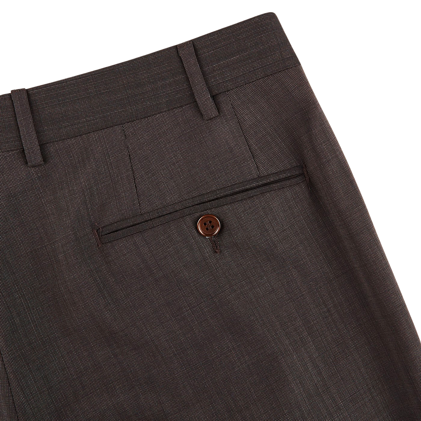 Canali Brown Melange Travel Wool Single Pleat Trousers Pocket