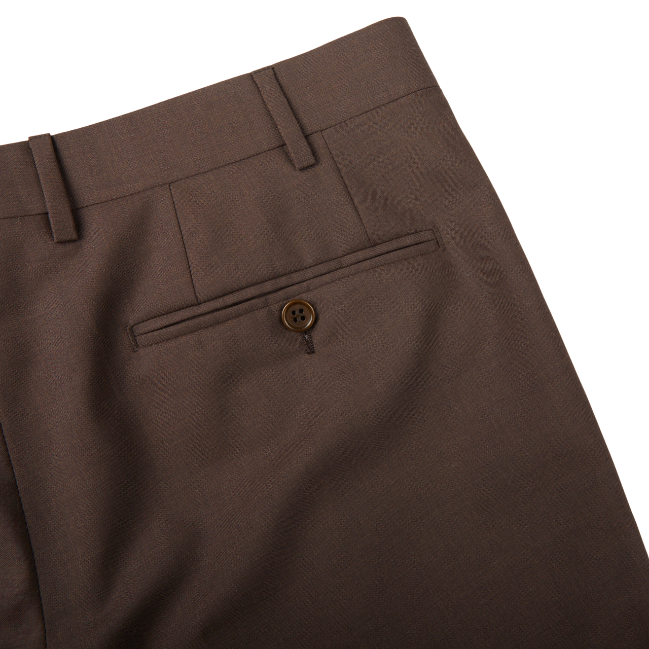 Canali Brown Tropical Wool Single Pleat Trousers Pocket