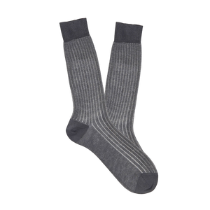 Canali Charcoal Grey Ribbed Cotton Vanisee Socks Feature