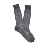Canali Charcoal Grey Ribbed Cotton Vanisee Socks Feature