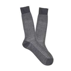 Canali Charcoal Grey Ribbed Cotton Vanisee Socks Feature