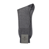 Canali Charcoal Grey Ribbed Cotton Vanisee Socks Fold