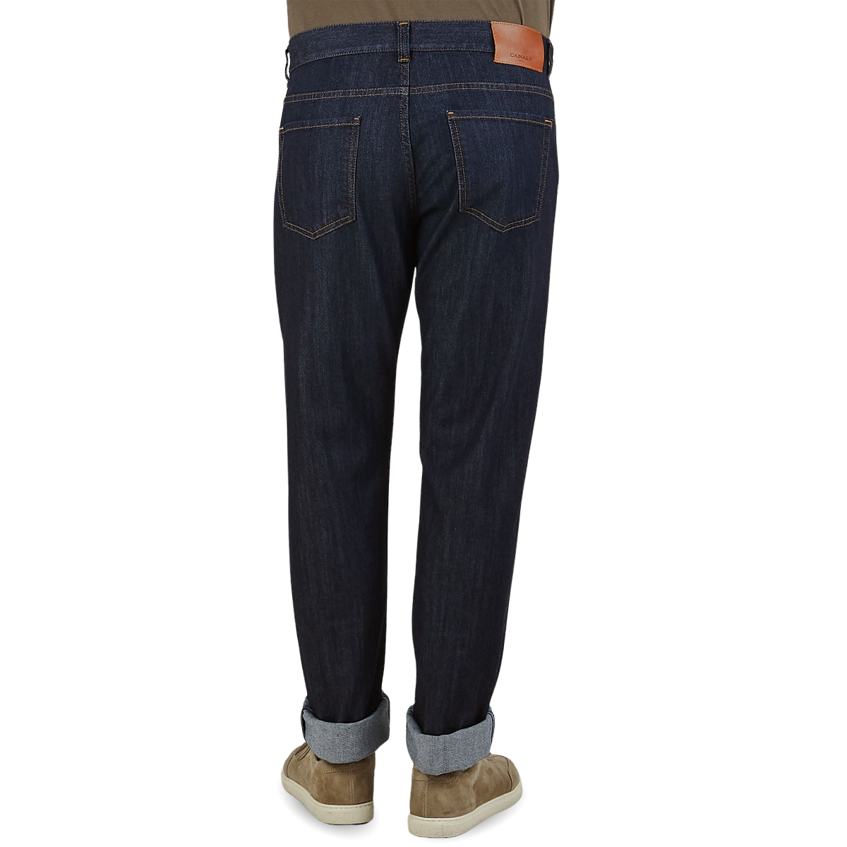 Canali Dark Indigo Cotton Stretch Jeans Back
