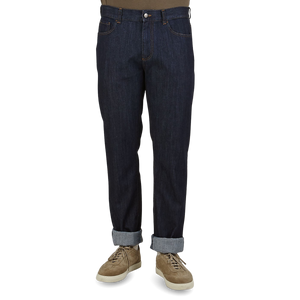 Canali Dark Indigo Cotton Stretch Jeans Front