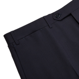 Canali Dark Matte Blue Wool Stretch Trousers Edge