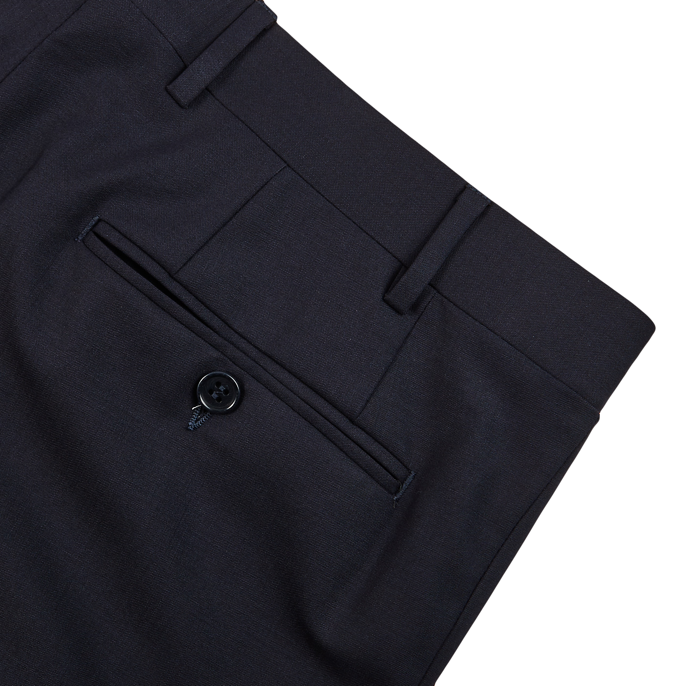 Canali Dark Matte Blue Wool Stretch Trousers Pocket