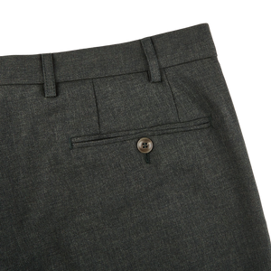 Canali Green Melange Washable Wool Trousers Pocket