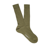 Stylish olive green Green Ribbed Cotton Socks with the word Canali on them.