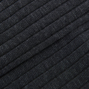 Canali Grey Knee Long Ribbed Cotton Socks Fabric