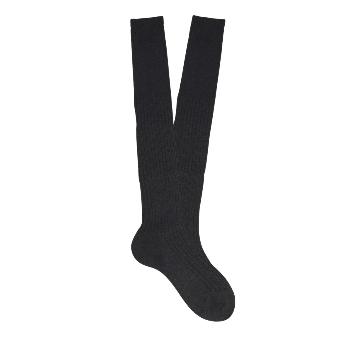 Canali Grey Knee Long Ribbed Cotton Socks Feature