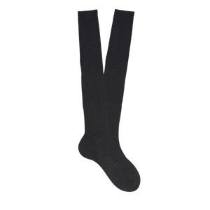 Canali Grey Knee Long Ribbed Cotton Socks Feature