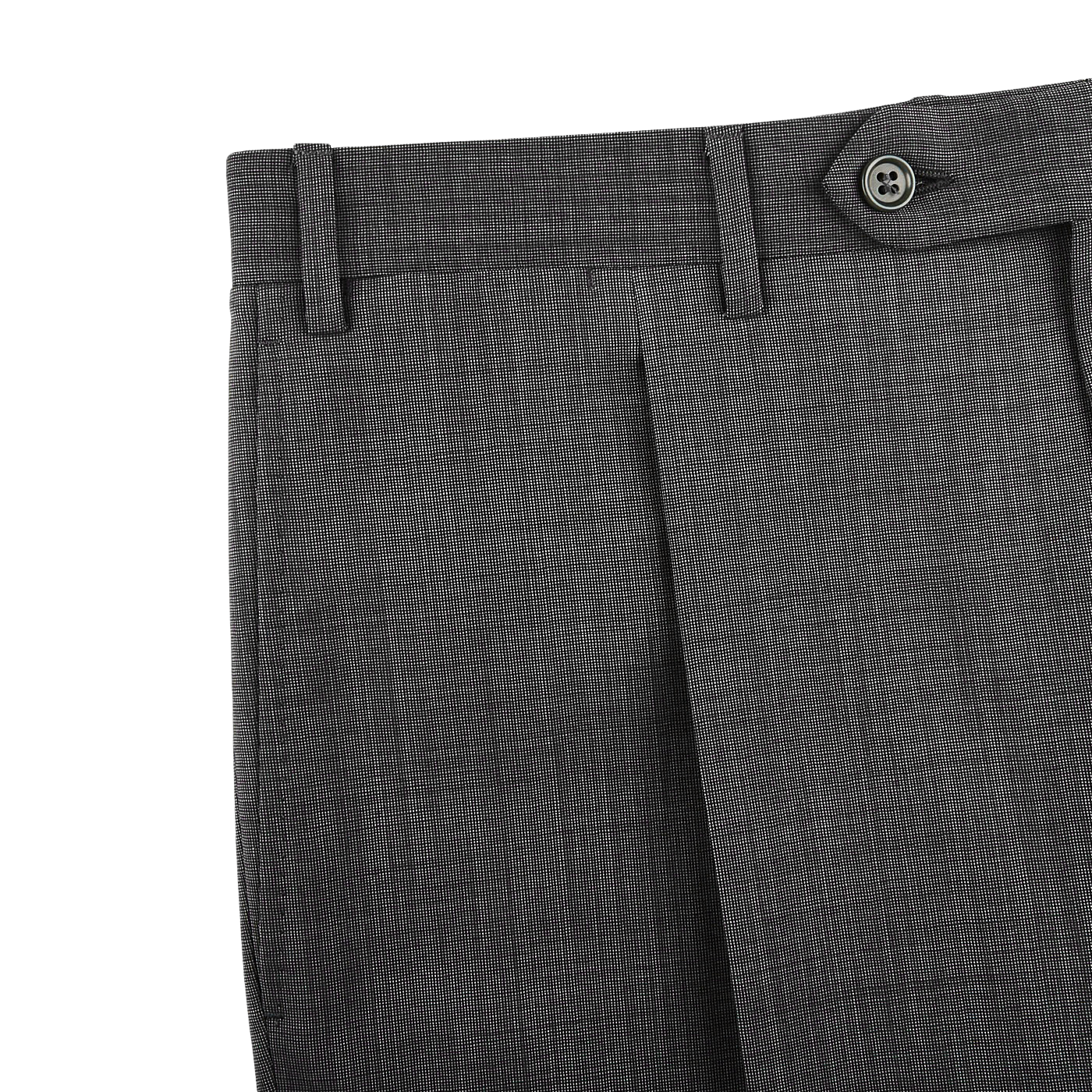 Canali Grey Melange Travel Wool Single Pleat Trousers Edge