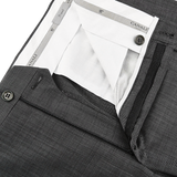 Canali Grey Melange Travel Wool Single Pleat Trousers Zipper
