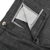 Canali Grey Melange Washable Wool Trousers Zipper