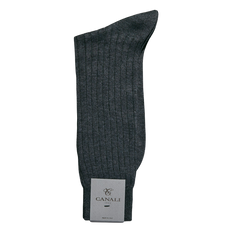 A Canali Grey Ribbed Cotton Sock made with Egyptian cotton for exceptional comfort.