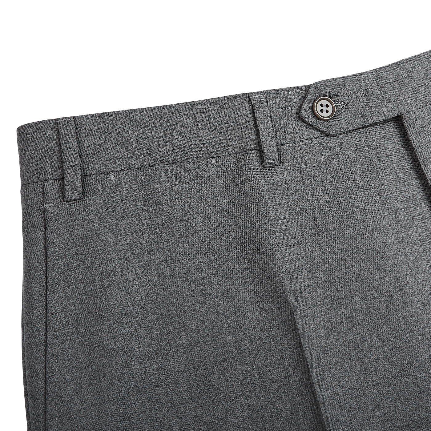 Canali | Light Grey Tropical Wool Flat Front Trousers