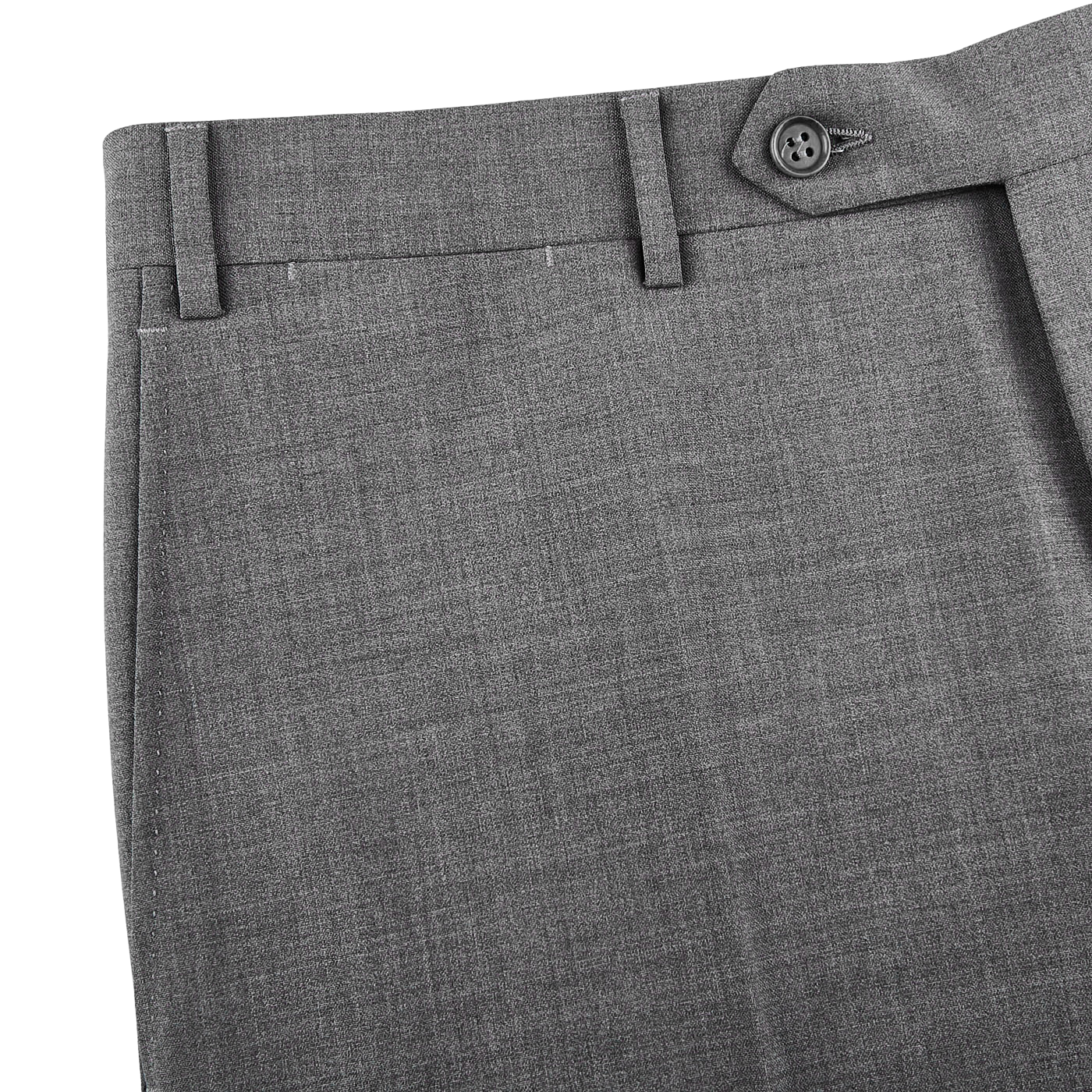 Canali | Grey Wool Stretch Flat Front Trousers
