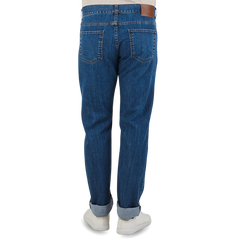 Canali Light Blue Cotton Stretch Jeans Back