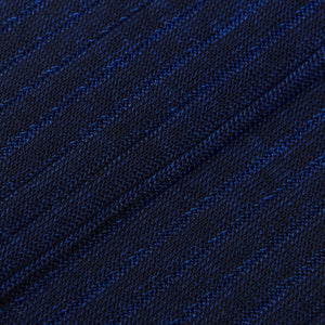 Canali Navy Blue Ribbed Cotton Vanisee Socks Fabric