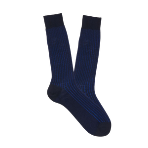 Canali Navy Blue Ribbed Cotton Vanisee Socks Feature