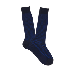 Canali Navy Blue Ribbed Cotton Vanisee Socks Feature