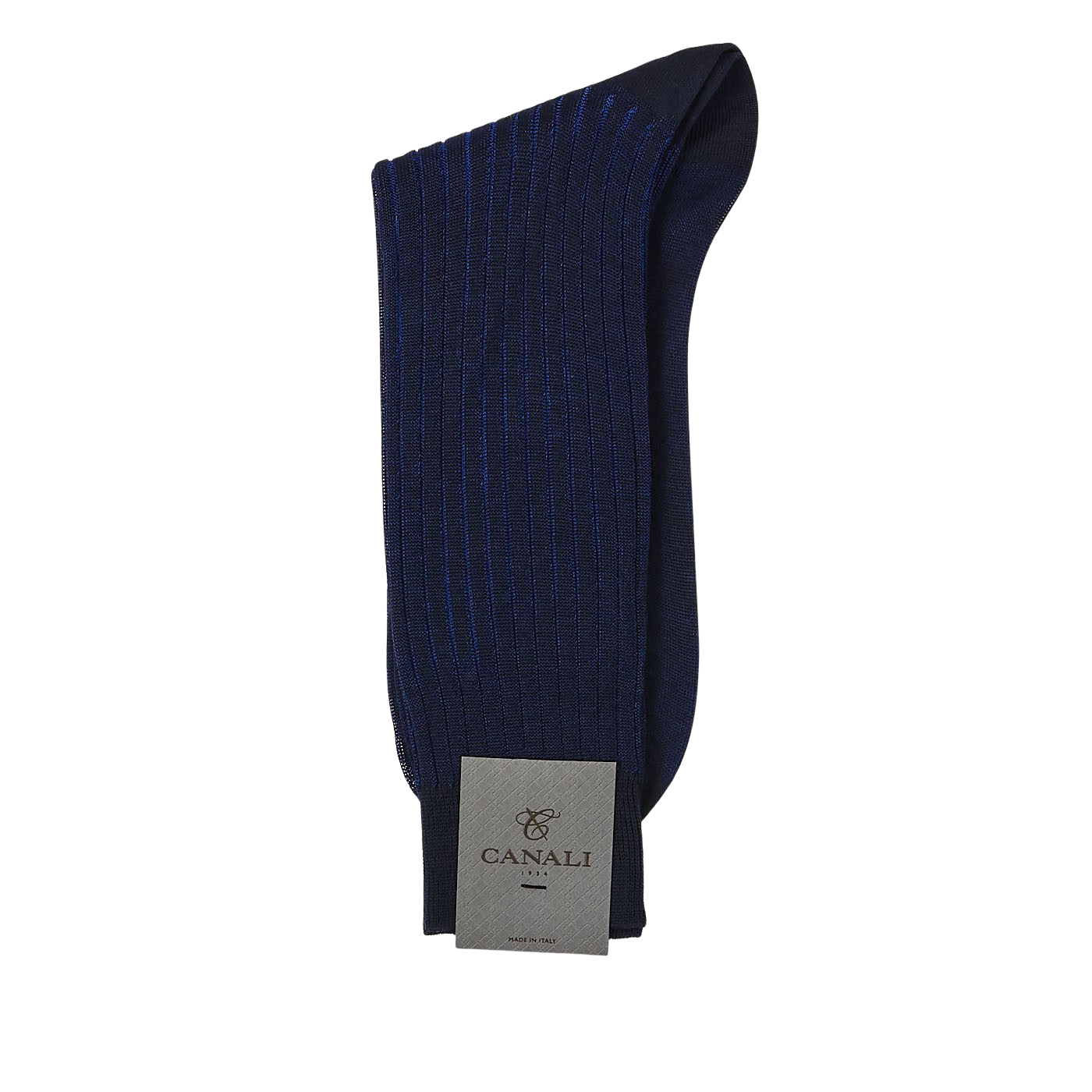 Canali Navy Blue Ribbed Cotton Vanisee Socks Fold