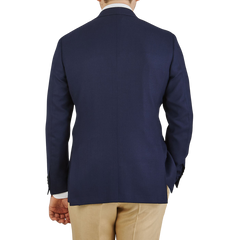 Canali Navy Blue Wool Kei Unlined Blazer Back