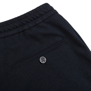 Canali Navy Cotton Stretch Drawstring Casual Trousers Pocket
