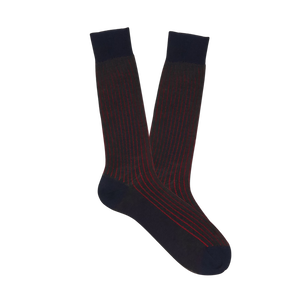 Canali Navy Red Ribbed Cotton Vanisee Socks Feature