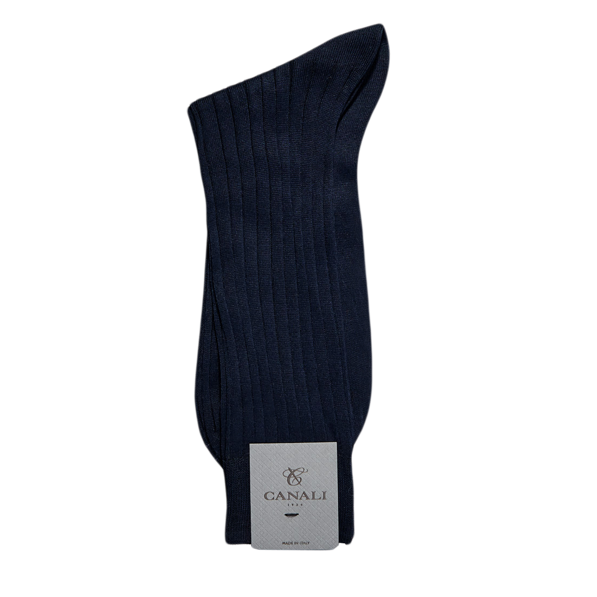 A pair of Canali Navy Ribbed Cotton Socks on a white background providing a seamless experience.