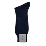 A pair of Canali Navy Ribbed Cotton Socks on a white background providing a seamless experience.